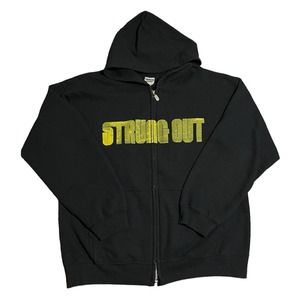 Vintage STRUNG OUT 90s Punk Rock Band Concert Hoodie Large Front And Back Hit